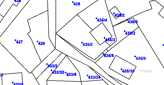 Parcela st. 435/2 v KÚ Staříč, Katastrální mapa
