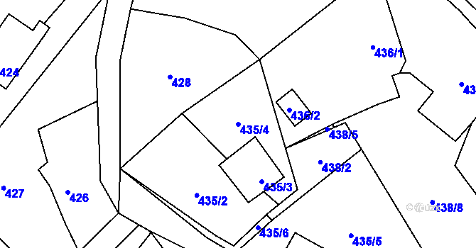 Parcela st. 435/4 v KÚ Staříč, Katastrální mapa