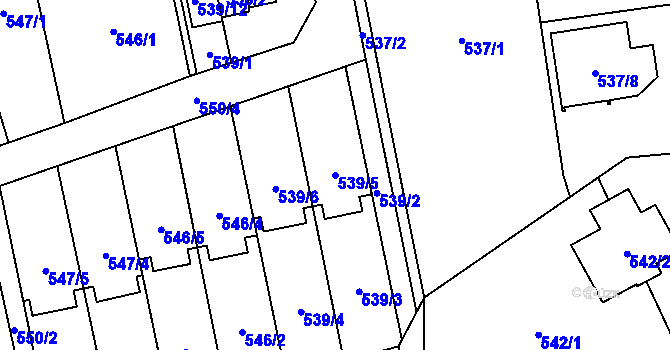 Parcela st. 539/5 v KÚ Staříč, Katastrální mapa