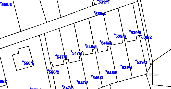Parcela st. 546/5 v KÚ Staříč, Katastrální mapa