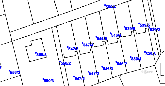 Parcela st. 547/4 v KÚ Staříč, Katastrální mapa