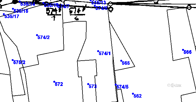 Parcela st. 574/1 v KÚ Staříč, Katastrální mapa