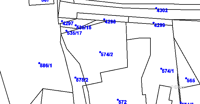 Parcela st. 574/2 v KÚ Staříč, Katastrální mapa