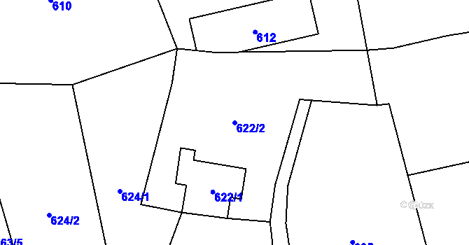 Parcela st. 622/2 v KÚ Staříč, Katastrální mapa