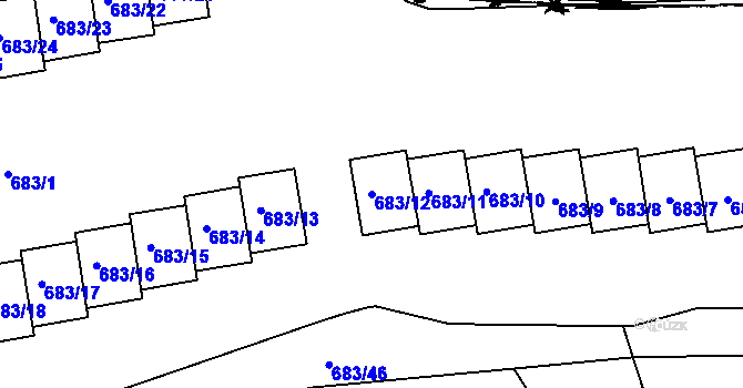 Parcela st. 683/12 v KÚ Staříč, Katastrální mapa