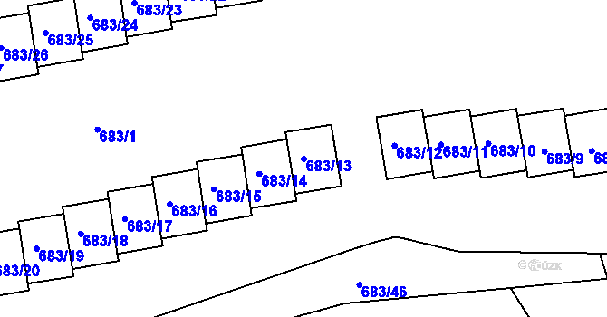 Parcela st. 683/13 v KÚ Staříč, Katastrální mapa
