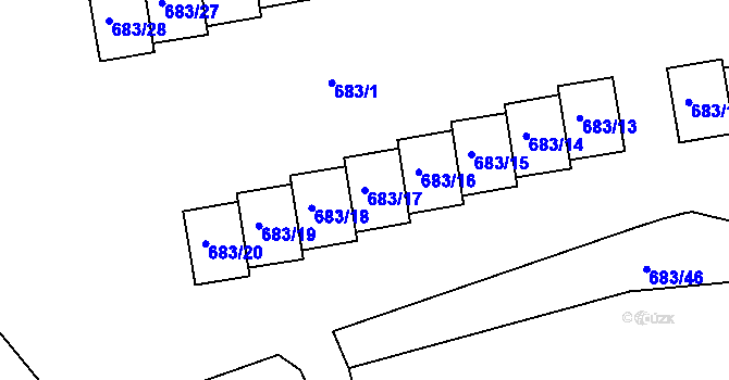 Parcela st. 683/17 v KÚ Staříč, Katastrální mapa