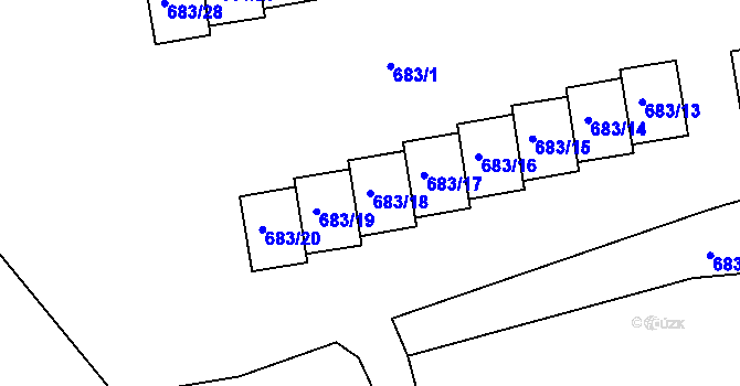 Parcela st. 683/18 v KÚ Staříč, Katastrální mapa