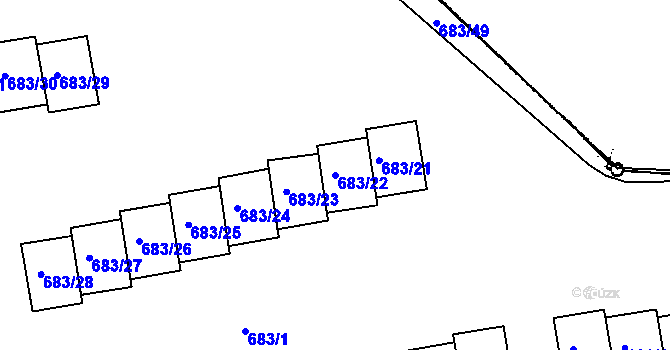 Parcela st. 683/22 v KÚ Staříč, Katastrální mapa