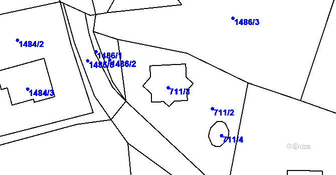 Parcela st. 711/3 v KÚ Staříč, Katastrální mapa