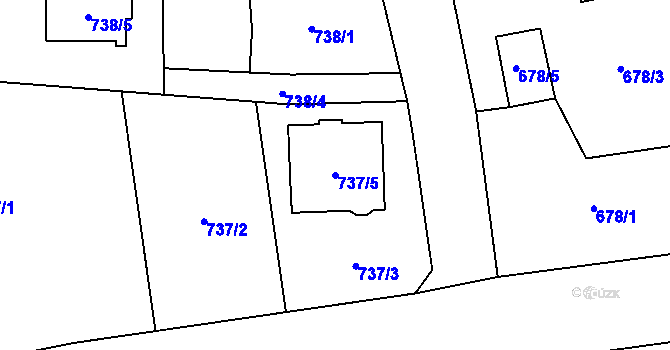 Parcela st. 737/5 v KÚ Staříč, Katastrální mapa