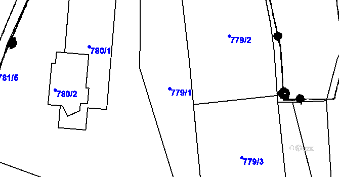 Parcela st. 779/1 v KÚ Staříč, Katastrální mapa