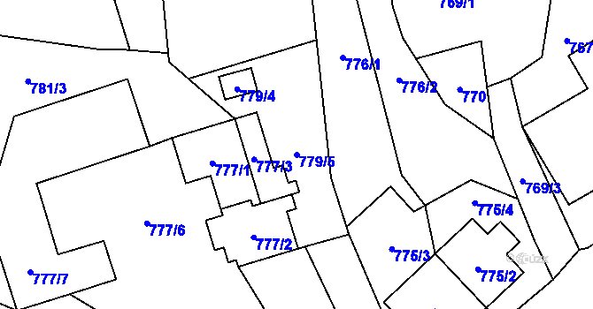 Parcela st. 779/5 v KÚ Staříč, Katastrální mapa