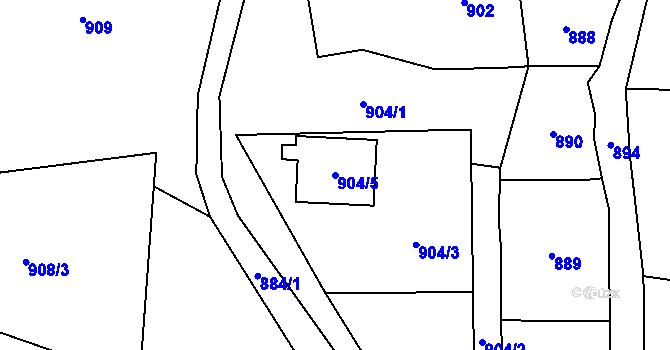 Parcela st. 904/5 v KÚ Staříč, Katastrální mapa