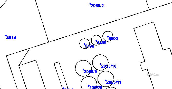 Parcela st. 2055/25 v KÚ Staříč, Katastrální mapa