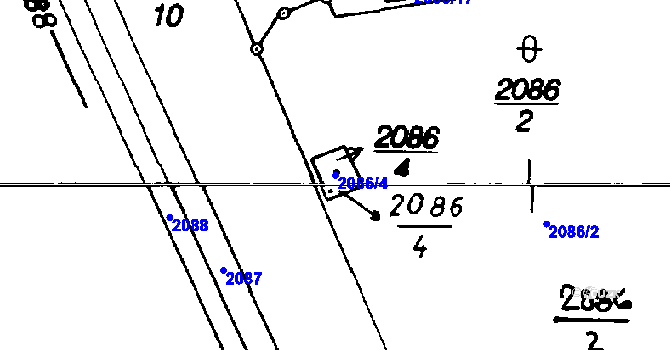 Parcela st. 2086/4 v KÚ Staříč, Katastrální mapa