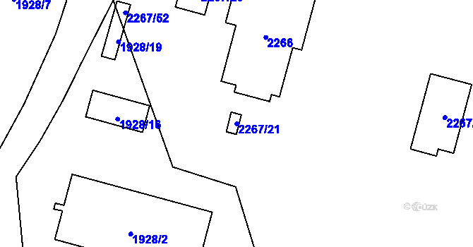 Parcela st. 2267/21 v KÚ Staříč, Katastrální mapa