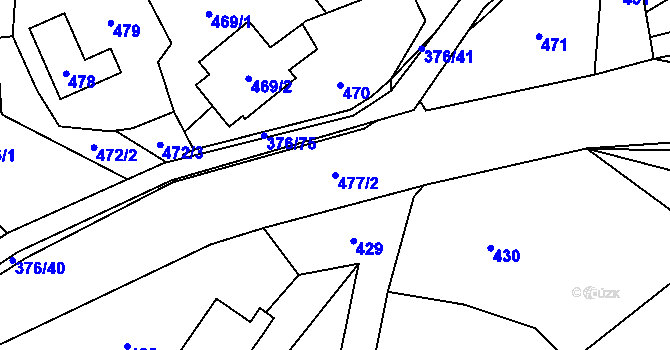 Parcela st. 477/2 v KÚ Staříč, Katastrální mapa