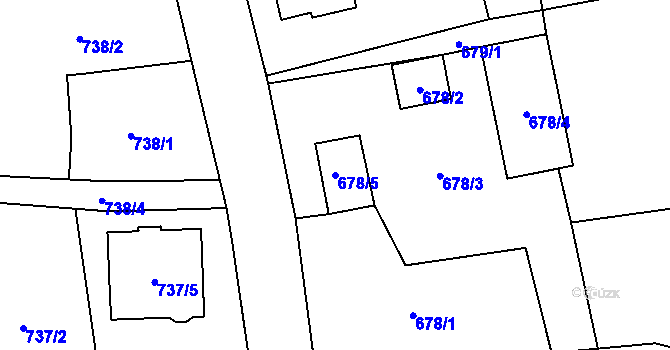 Parcela st. 678/5 v KÚ Staříč, Katastrální mapa