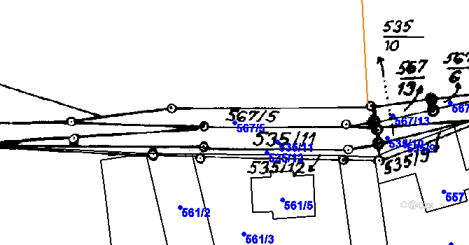 Parcela st. 567/5 v KÚ Staříč, Katastrální mapa
