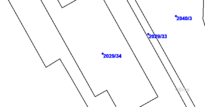 Parcela st. 2029/34 v KÚ Staříč, Katastrální mapa