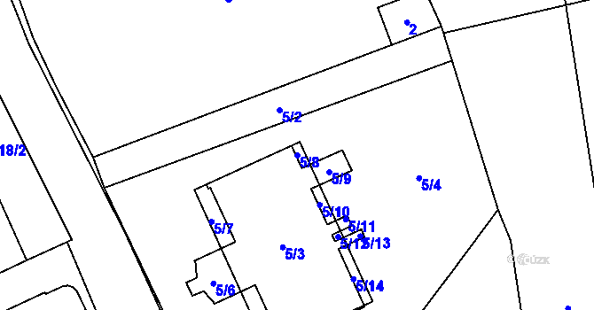 Parcela st. 5/8 v KÚ Staříč, Katastrální mapa