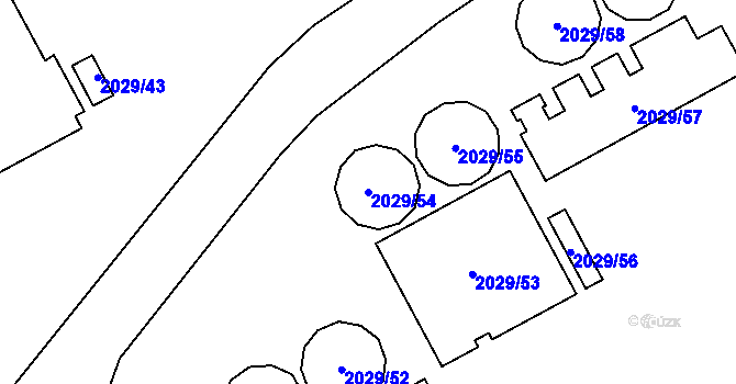 Parcela st. 2029/54 v KÚ Staříč, Katastrální mapa