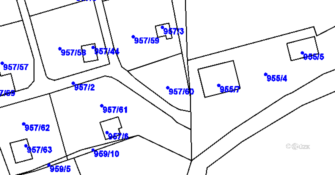 Parcela st. 957/60 v KÚ Staříč, Katastrální mapa