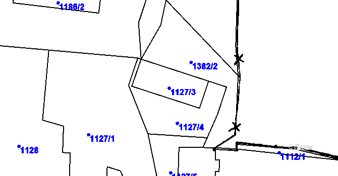 Parcela st. 1127/3 v KÚ Staříč, Katastrální mapa