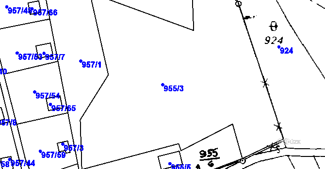 Parcela st. 955/3 v KÚ Staříč, Katastrální mapa