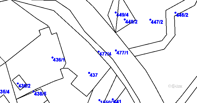 Parcela st. 477/4 v KÚ Staříč, Katastrální mapa