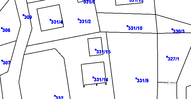 Parcela st. 331/15 v KÚ Staříč, Katastrální mapa