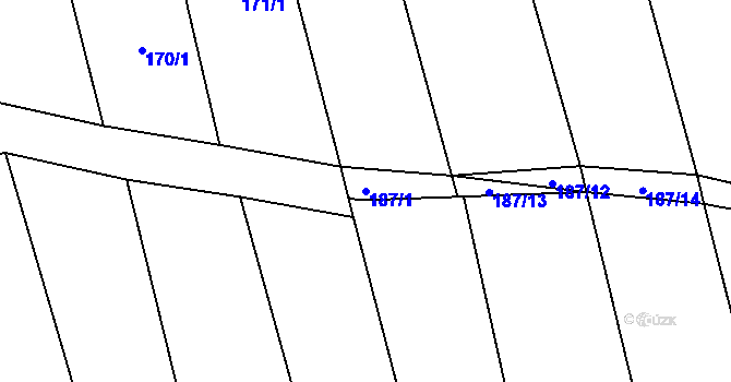 Parcela st. 187/1 v KÚ Staříč, Katastrální mapa