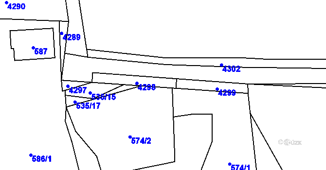 Parcela st. 574/7 v KÚ Staříč, Katastrální mapa