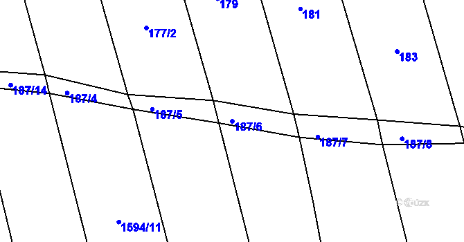 Parcela st. 187/6 v KÚ Staříč, Katastrální mapa