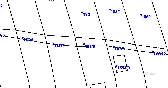 Parcela st. 187/8 v KÚ Staříč, Katastrální mapa