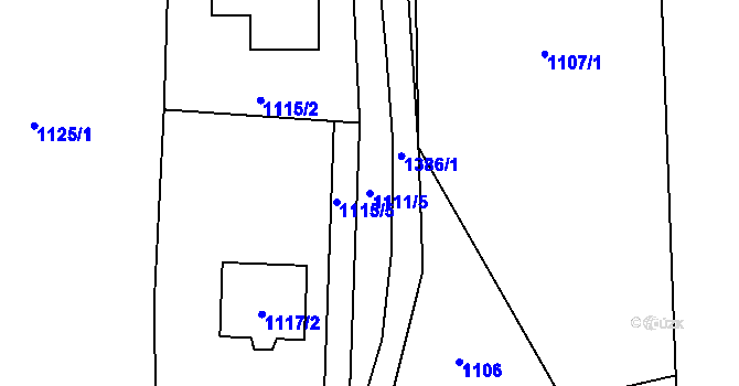 Parcela st. 1111/5 v KÚ Staříč, Katastrální mapa