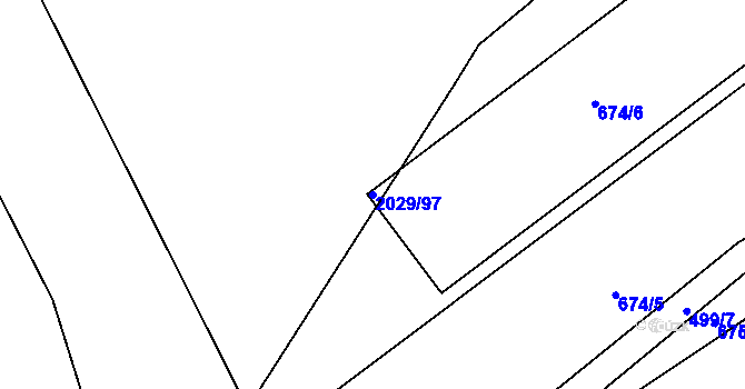 Parcela st. 2029/97 v KÚ Staříč, Katastrální mapa