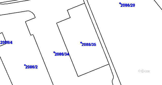Parcela st. 2086/35 v KÚ Staříč, Katastrální mapa