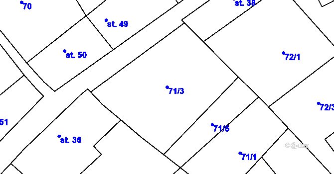 Parcela st. 71/3 v KÚ Stašov u Zdic, Katastrální mapa