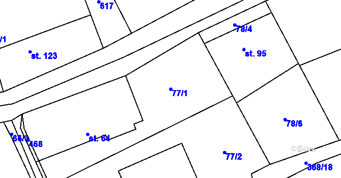 Parcela st. 77/1 v KÚ Stašov u Zdic, Katastrální mapa