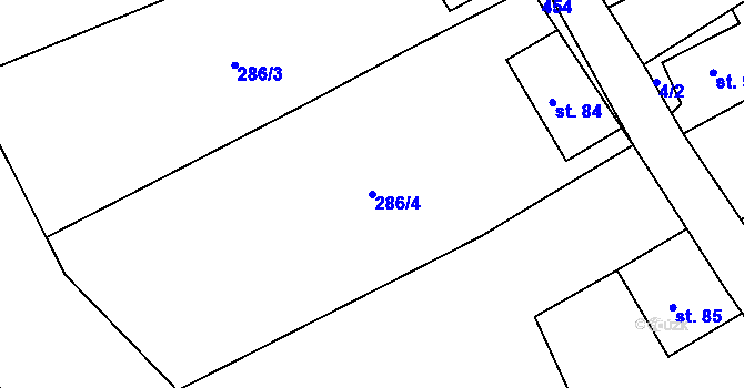 Parcela st. 286/4 v KÚ Stašov u Zdic, Katastrální mapa