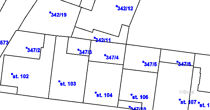 Parcela st. 347/4 v KÚ Stašov u Zdic, Katastrální mapa
