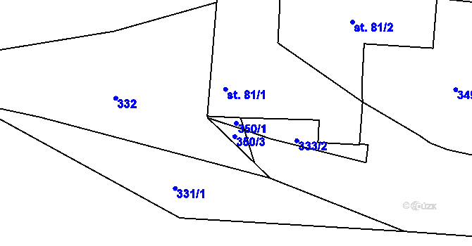Parcela st. 350/1 v KÚ Stašov u Zdic, Katastrální mapa