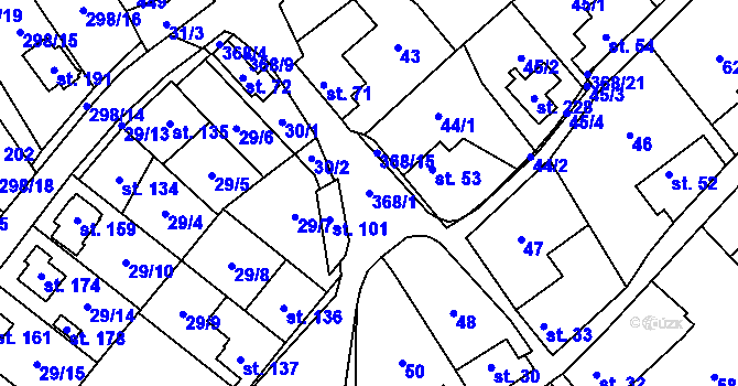 Parcela st. 368/1 v KÚ Stašov u Zdic, Katastrální mapa