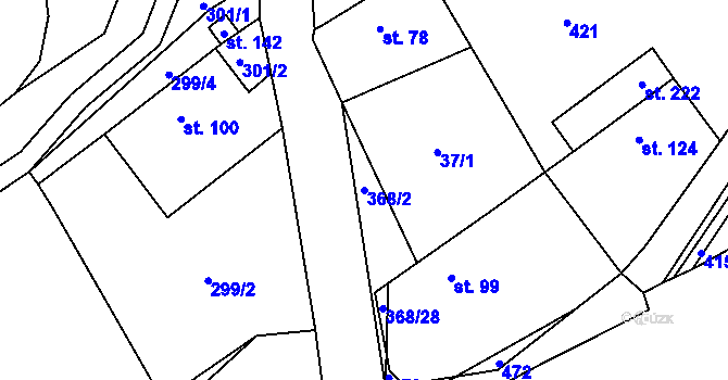 Parcela st. 368/2 v KÚ Stašov u Zdic, Katastrální mapa