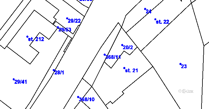 Parcela st. 368/11 v KÚ Stašov u Zdic, Katastrální mapa