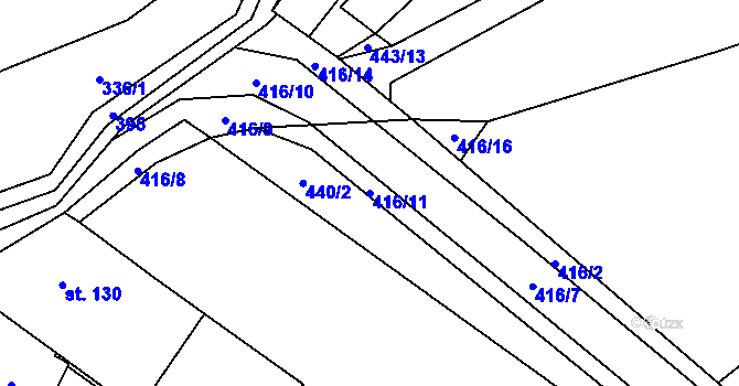 Parcela st. 416/11 v KÚ Stašov u Zdic, Katastrální mapa