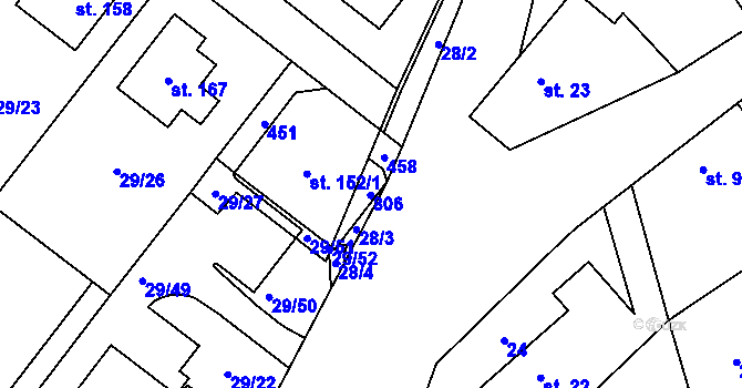 Parcela st. 152/2 v KÚ Stašov u Zdic, Katastrální mapa