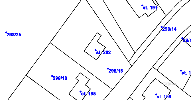 Parcela st. 202 v KÚ Stašov u Zdic, Katastrální mapa